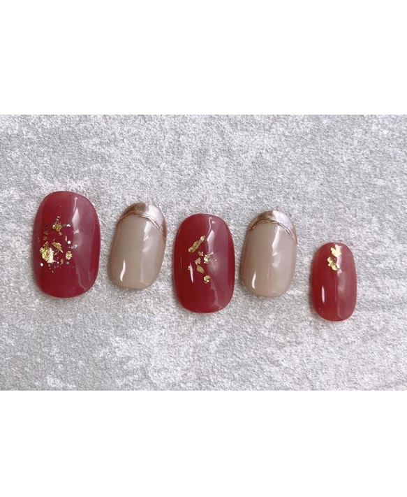 水引フラワーニュアンスネイル ラメ ミラー 赤推し ちゅるん 成人式 前