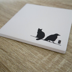【Cat&Crow】白雲石コースター | 橙屋オリジナル | 猫 | 鴉 | 烏 | カラス 3枚目の画像