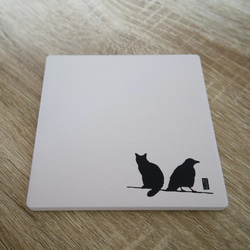 【Cat&Crow】白雲石コースター | 橙屋オリジナル | 猫 | 鴉 | 烏 | カラス 2枚目の画像