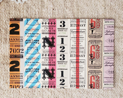 ポストカード「チケット」 3枚入 古いチケットの柄 ポストカード ant