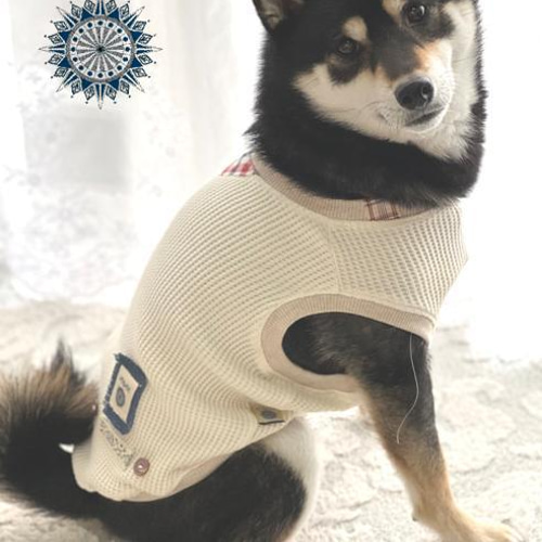 犬服 柔らかでよく伸びるワッフル生地のタンクトップ ペット服