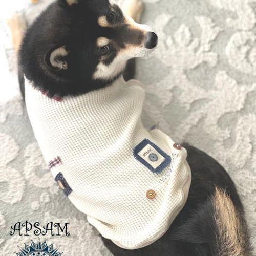 犬服 柔らかでよく伸びるワッフル生地のタンクトップ ペット服