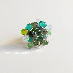 ガラスのリング　バブルデザイン　グリーンミックス（シルバー）　【4】 3枚目の画像
