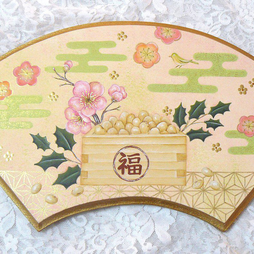 トールペイント作品…かんた 節分扇❤トールペイント（受注製作） その他インテリア雑貨