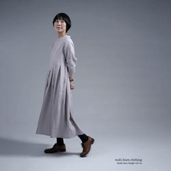 【wafu】Linen Dress スタンドカラー 鍵盤タック ワンピース / 灰桜(はいざくら) a013u-hzk1 2枚目の画像