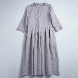 【wafu】Linen Dress スタンドカラー 鍵盤タック ワンピース / 灰桜(はいざくら) a013u-hzk1 9枚目の画像