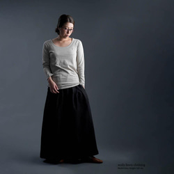 [wafu/L size] Linen Top Exquisite neck angle Tops / Flax Natural 第3張的照片