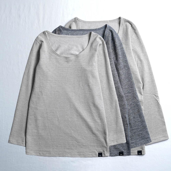 [wafu/L size] Linen Top Exquisite neck angle Tops / Flax Natural 第12張的照片