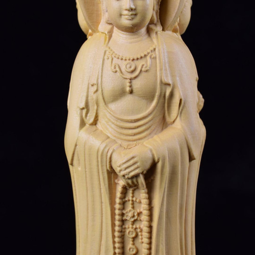 Amazon｜木彫り 仏像 【観音 様】 仏教美術品 観音像彫刻 観世音
