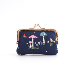 口金包 - Frame purse (S) ”Mushrooms and Rabbits" Navy [014] 第3張的照片