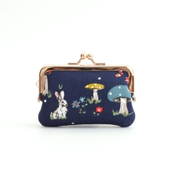 口金包 - Frame purse (S) ”Mushrooms and Rabbits" Navy [014] 第2張的照片