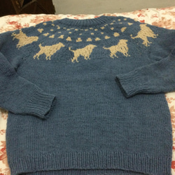 ゴールデンレトリバーのセーター　ペア可能帽子付　丸ヨーク手編み　1枚の値段 5枚目の画像