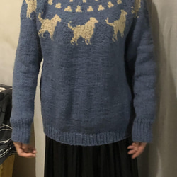 ゴールデンレトリバーのセーター　ペア可能帽子付　丸ヨーク手編み　1枚の値段 6枚目の画像