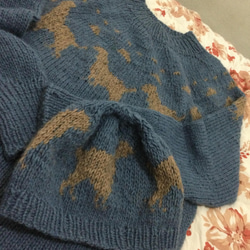 ゴールデンレトリバーのセーター　ペア可能帽子付　丸ヨーク手編み　1枚の値段 4枚目の画像