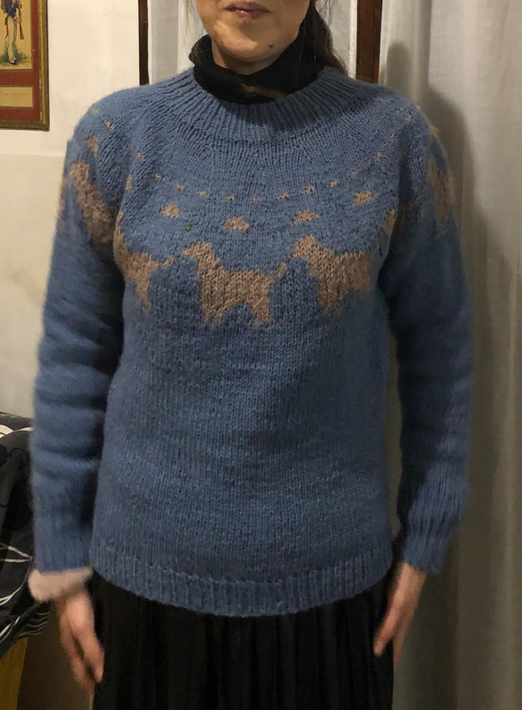 ゴールデンレトリバーのセーター　ペア可能帽子付　丸ヨーク手編み　1枚の値段 9枚目の画像