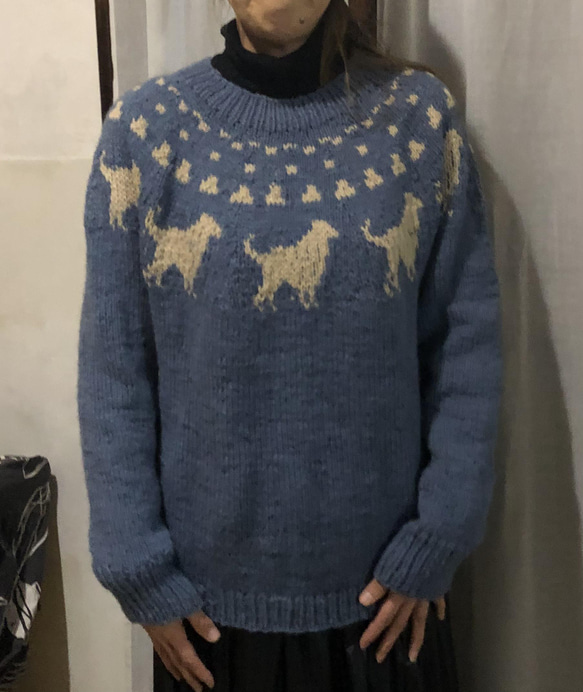 ゴールデンレトリバーのセーター　ペア可能帽子付　丸ヨーク手編み　1枚の値段 11枚目の画像