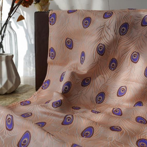 仕立て品 全通柄 孔雀羽ジャガード生地 袋帯／ブラック 仕立て品 全通柄 孔雀羽ジャガード生地 袋帯／ブラック 仕立て品