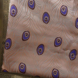 仕立て品 全通柄 孔雀羽ジャガード生地 袋帯／ブラック 仕立て品 全通柄 孔雀羽ジャガード生地 袋帯／ブラック 仕立て品