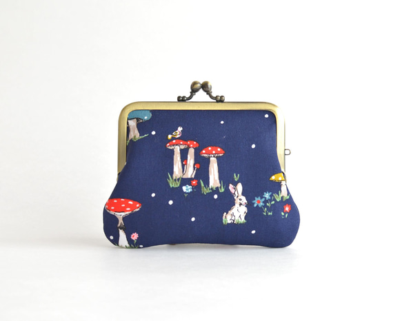 Frame purse(MS) ”Mushrooms and Rabbits" Navy [019] 第3張的照片