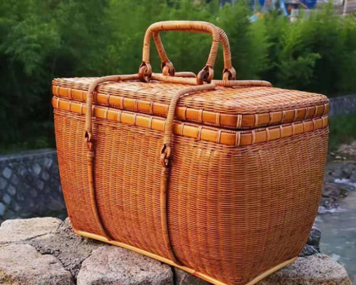 B職人手作り 収納ケース 踊る 自然竹の編み上げ 茶道具収納 ピクニック4