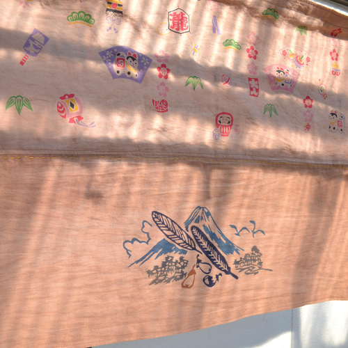 ◇新春価格◇柿渋染め 手拭いから巻き巻きエプロン J-53 エプロン