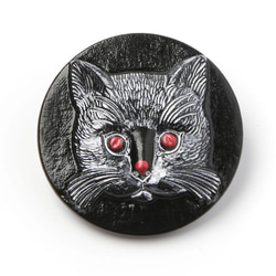ガラスボタン 2.8cm ブラック＆ 白猫さん 1枚目の画像