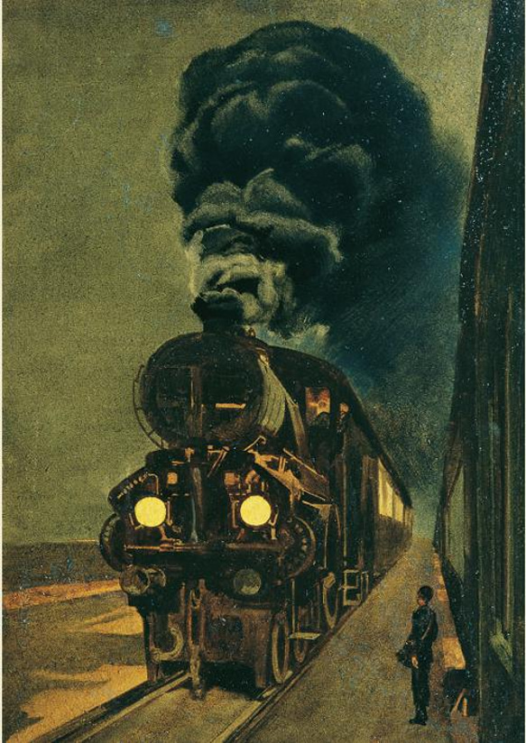 【NO.335】黒色蒸気機関車SL絵画アートポスター☆ヨーロッパ海外電車兵隊ノスタルジック☆A5A3A2A1B5B4B2 2枚目の画像