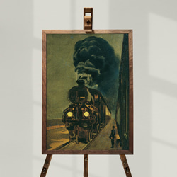 【NO.335】黒色蒸気機関車SL絵画アートポスター☆ヨーロッパ海外電車兵隊ノスタルジック☆A5A3A2A1B5B4B2 5枚目の画像