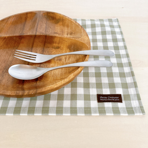 シワになりにくいランチョンマット｛ギンガムチェック｝ その他入園