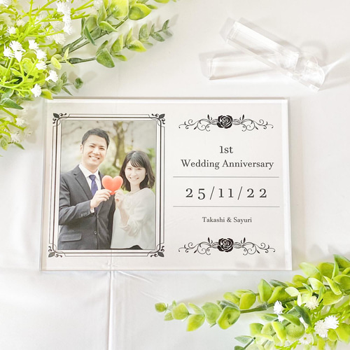 SUMMER SALE!!》結婚 記念日 アクリルフォトパネル 【パネルスタンド付