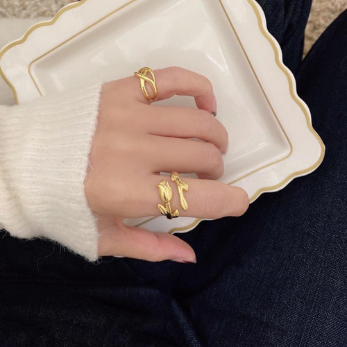 ✿チューリップ✿ゴールド18kgpリングR2481 指輪・リング Ringo