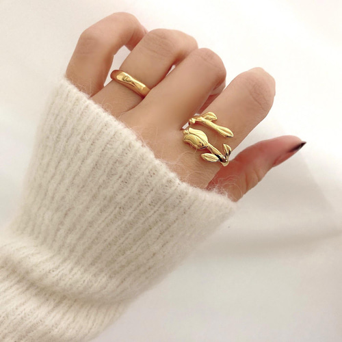 ✿チューリップ✿ゴールド18kgpリングR2481 指輪・リング Ringo