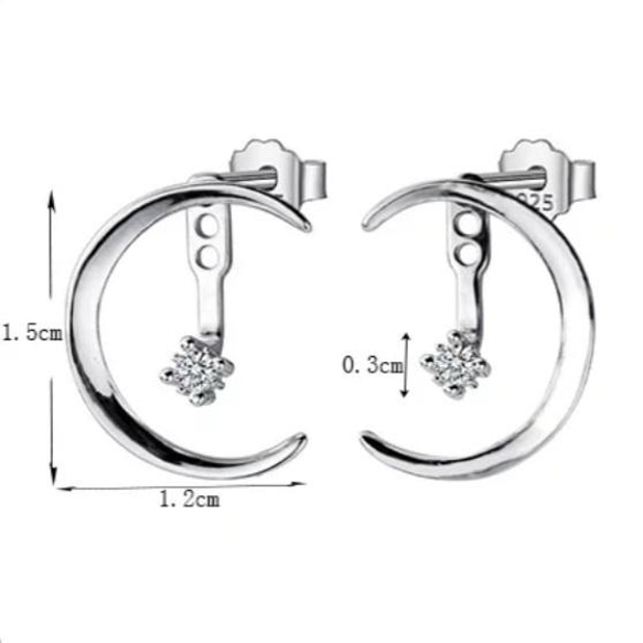 再再再…販 ☽ 三日月とクリスタル星のピアス silver925 ゴールド 11枚目の画像