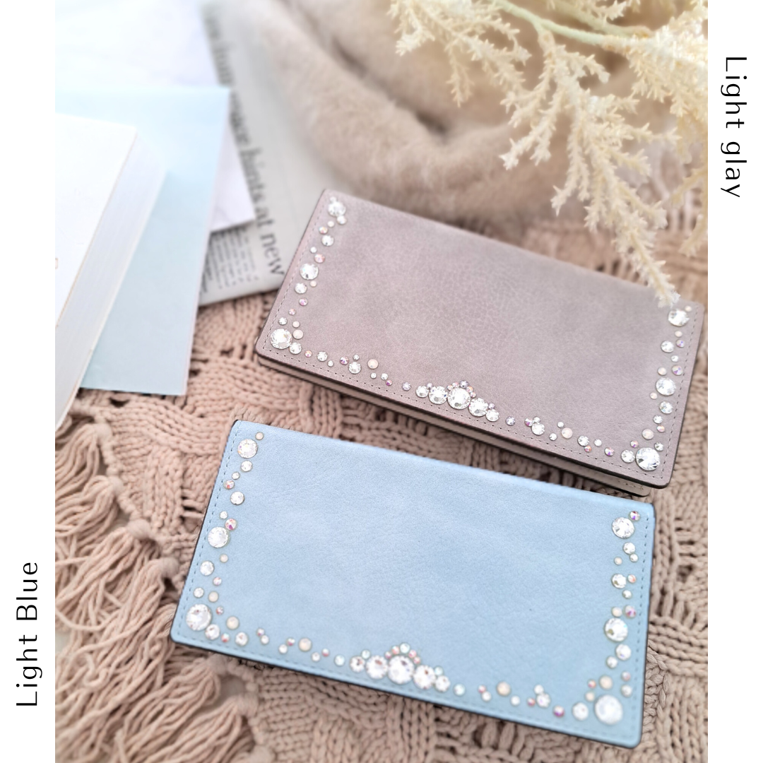 【特別価格】大粒スワロフスキー キラキラ  デコレーション スマホケース　大人っぽいライトグレー