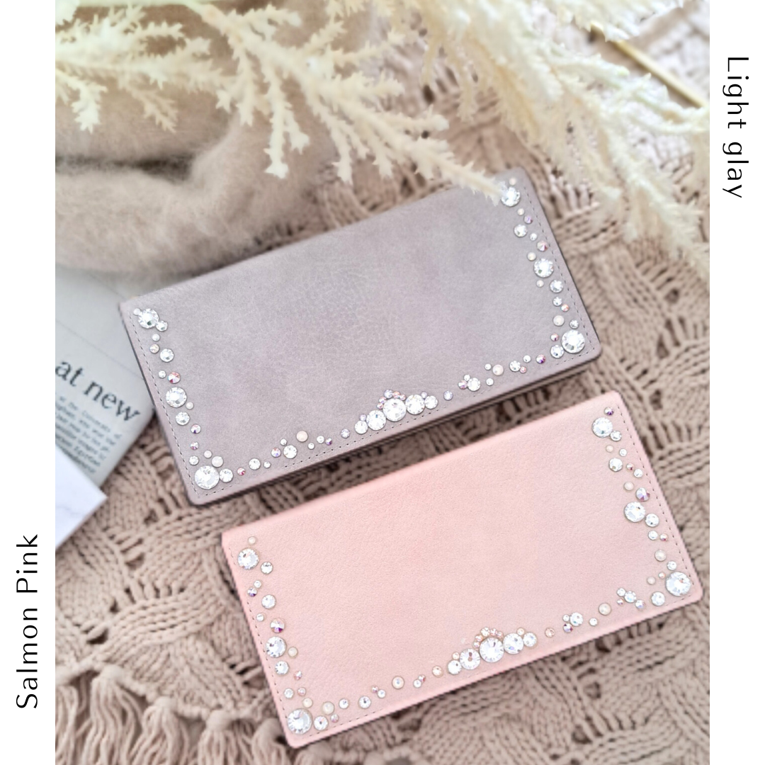 【特別価格】大粒スワロフスキー キラキラ  デコレーション スマホケース　大人っぽいライトグレー