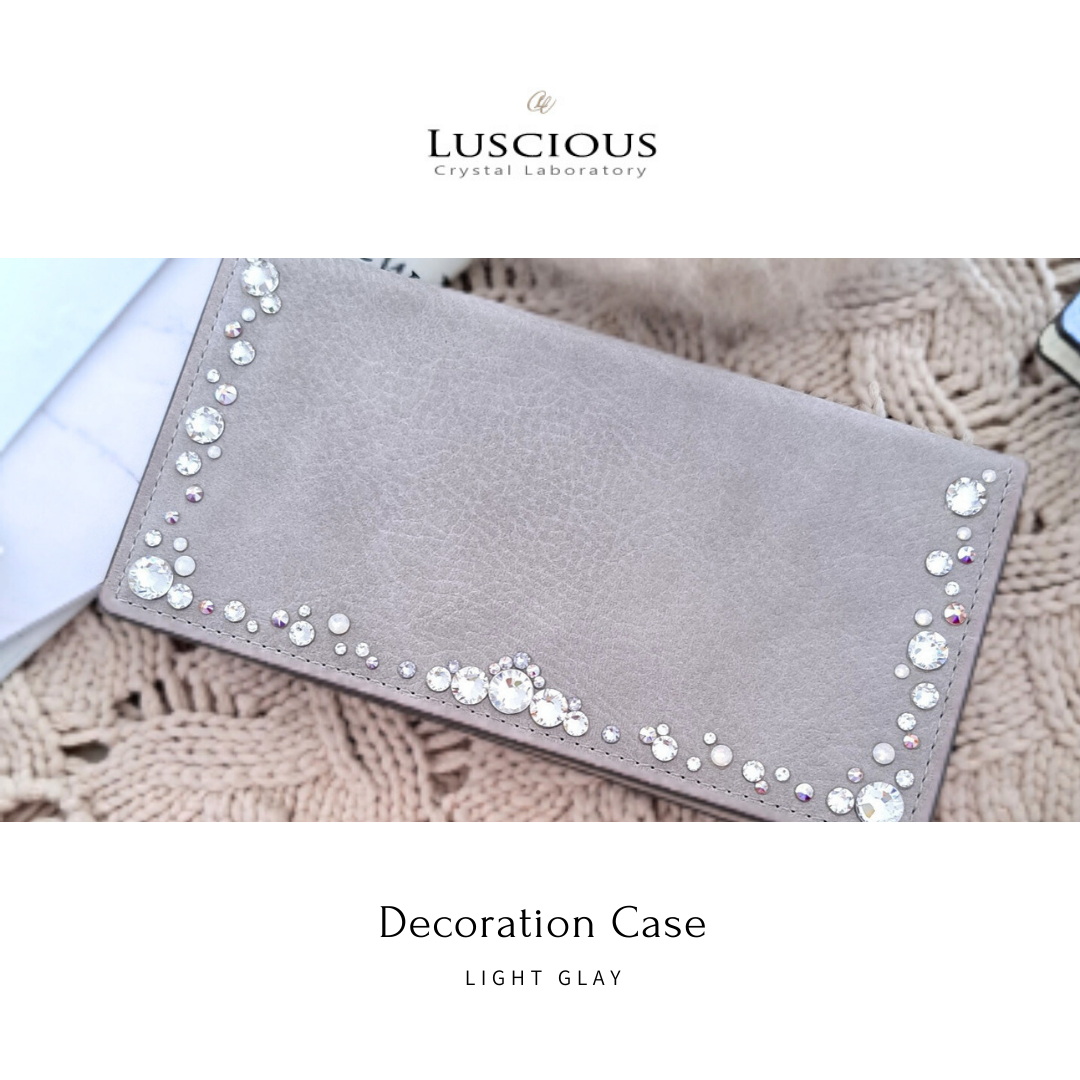 【特別価格】大粒スワロフスキー キラキラ  デコレーション スマホケース　大人っぽいライトグレー
