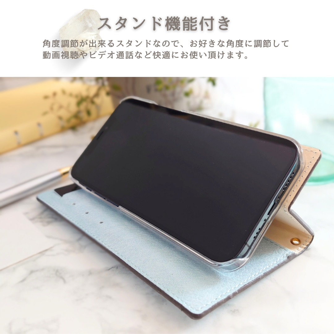 【特別価格】大粒スワロフスキー キラキラ  デコレーション スマホケース　大人っぽいライトグレー