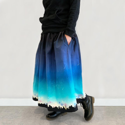 夜空を着飾る 流星LIGHT ギャザースカート（やや厚手綿100％） 2枚目の画像