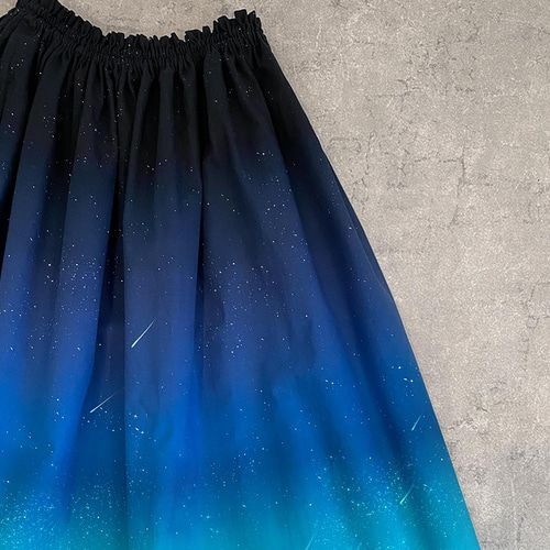 夜空を着飾る 流星LIGHT ギャザースカート（やや厚手綿100％） ロング