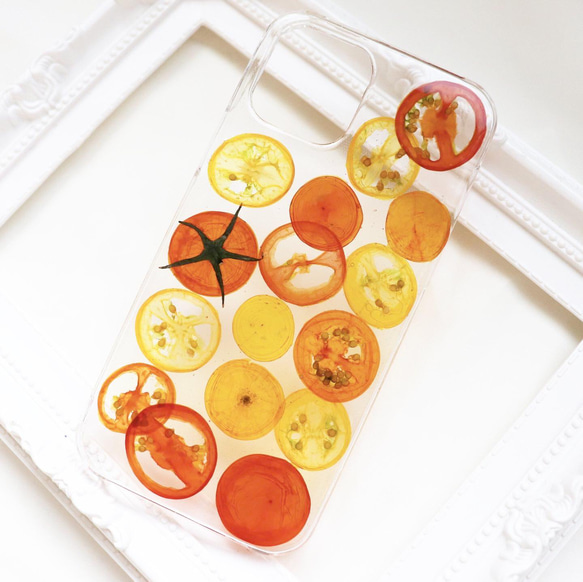 押し野菜ケース　押し花ケース トマト 押し野菜 押し花 押しフルーツ 押し野菜スマホケース