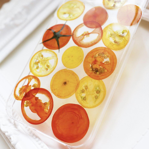 トマト 押し野菜 押し花 押しフルーツ 押し野菜スマホケース