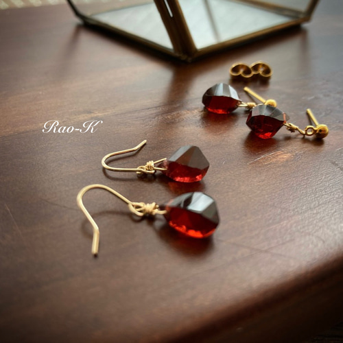 ✨選べる金具✨14kgfモザンビークガーネットのピアス/イヤリング