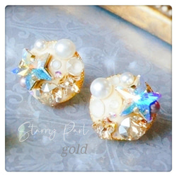 【Starry Parl】ピアス（gold） ※レシピ付きキット 2枚目の画像