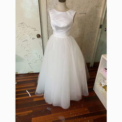エレガント   ウエディングドレス   ホワイト   ソフトチュール  セパレート   ２点セット 1枚目の画像