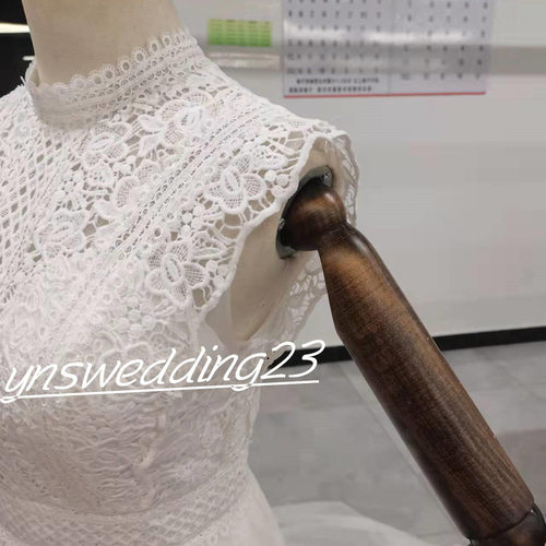 ウェディングドレス ホワイト 3D立体レース刺繍 前撮り トレーン  