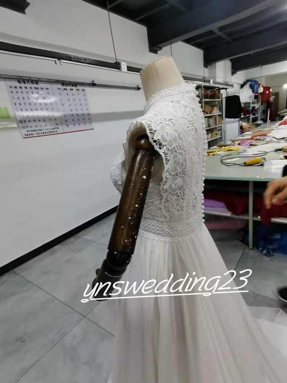 ウェディングドレス   ホワイト  3D立体レース刺繍  前撮り  トレーン  二次会   花嫁 7枚目の画像