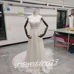 ウェディングドレス   ホワイト  3D立体レース刺繍  前撮り  トレーン  二次会   花嫁 1枚目の画像