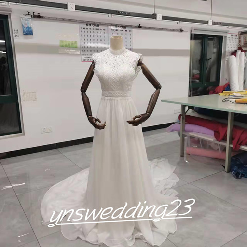 ウェディングドレス ホワイト 3D立体レース刺繍 前撮り トレーン  