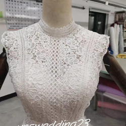 ウェディングドレス   ホワイト  3D立体レース刺繍  前撮り  トレーン  二次会   花嫁 2枚目の画像