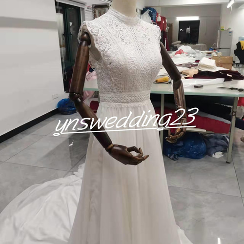 ウェディングドレス ホワイト 3D立体レース刺繍 前撮り トレーン  